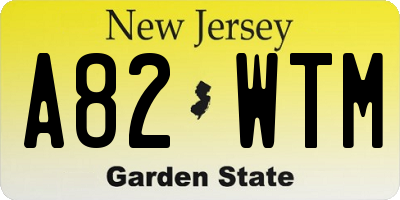 NJ license plate A82WTM