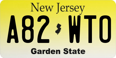 NJ license plate A82WTO