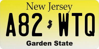 NJ license plate A82WTQ