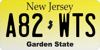 NJ license plate A82WTS