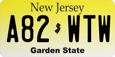 NJ license plate A82WTW