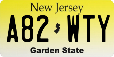 NJ license plate A82WTY