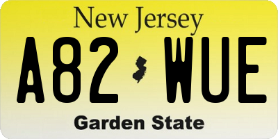 NJ license plate A82WUE
