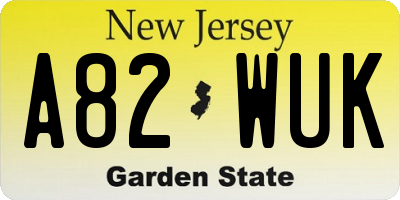 NJ license plate A82WUK