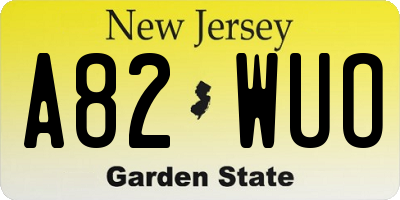 NJ license plate A82WUO