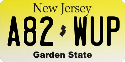 NJ license plate A82WUP