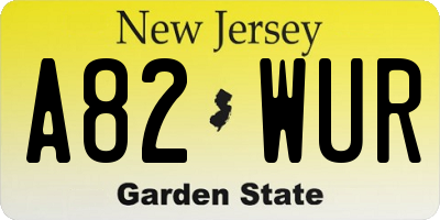 NJ license plate A82WUR