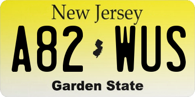 NJ license plate A82WUS