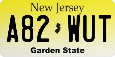 NJ license plate A82WUT