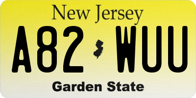 NJ license plate A82WUU
