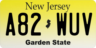 NJ license plate A82WUV