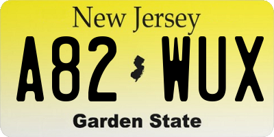 NJ license plate A82WUX