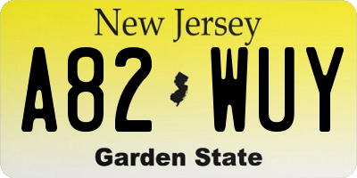 NJ license plate A82WUY