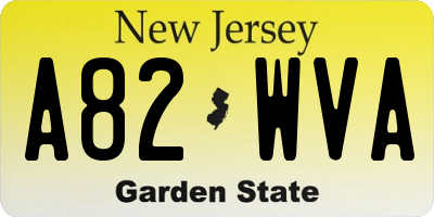 NJ license plate A82WVA