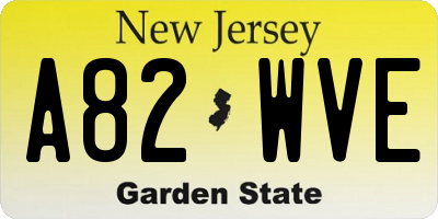 NJ license plate A82WVE
