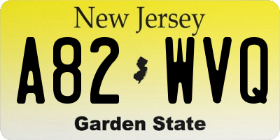 NJ license plate A82WVQ