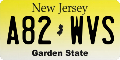 NJ license plate A82WVS