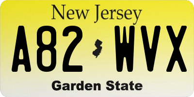 NJ license plate A82WVX