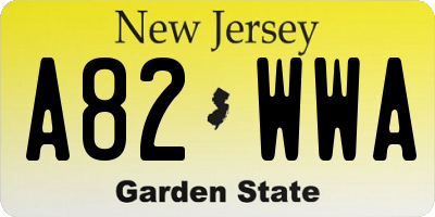 NJ license plate A82WWA