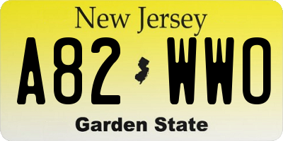 NJ license plate A82WWO