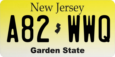 NJ license plate A82WWQ