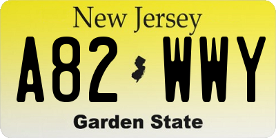 NJ license plate A82WWY