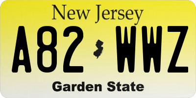 NJ license plate A82WWZ
