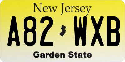 NJ license plate A82WXB