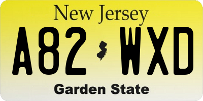 NJ license plate A82WXD