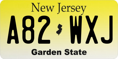 NJ license plate A82WXJ