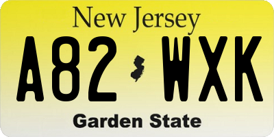 NJ license plate A82WXK