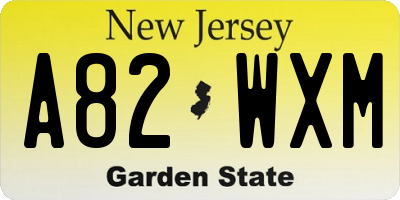 NJ license plate A82WXM