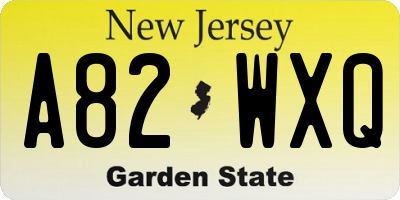 NJ license plate A82WXQ