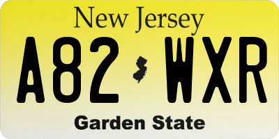 NJ license plate A82WXR