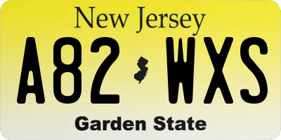 NJ license plate A82WXS