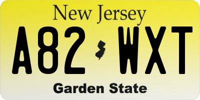 NJ license plate A82WXT