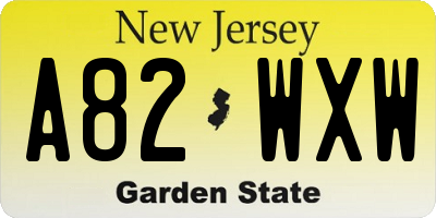 NJ license plate A82WXW