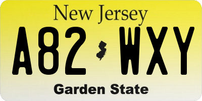 NJ license plate A82WXY
