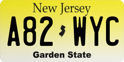 NJ license plate A82WYC