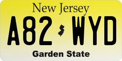 NJ license plate A82WYD