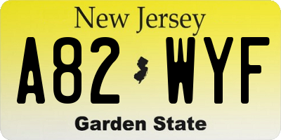 NJ license plate A82WYF