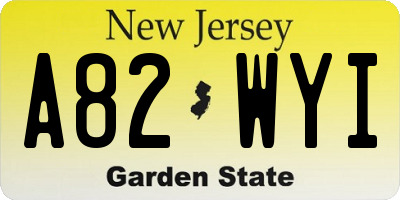 NJ license plate A82WYI