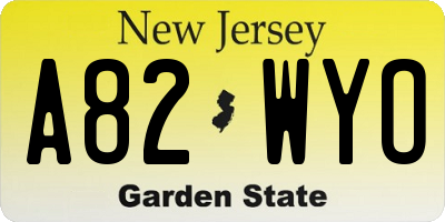 NJ license plate A82WYO