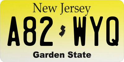 NJ license plate A82WYQ