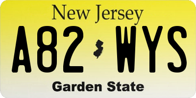 NJ license plate A82WYS