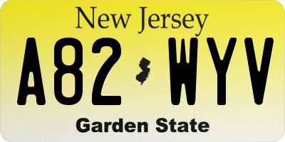 NJ license plate A82WYV