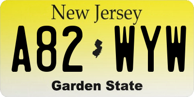 NJ license plate A82WYW