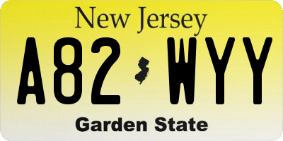 NJ license plate A82WYY