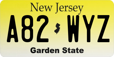NJ license plate A82WYZ