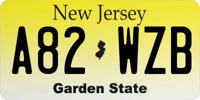 NJ license plate A82WZB